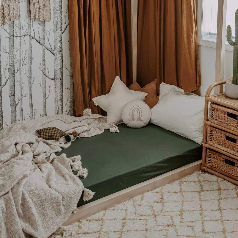 Snuggle Hunny Kids Fitted Cot Sheet Olive