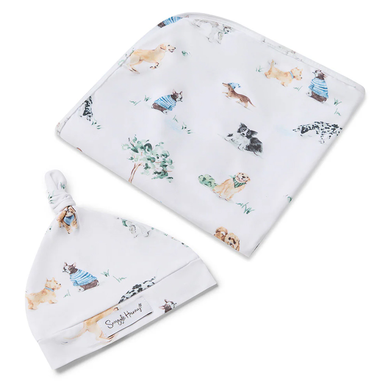 Snuggle Hunny Kids Baby Jersey Wrap & Beanie Set Dog Park - Image 3