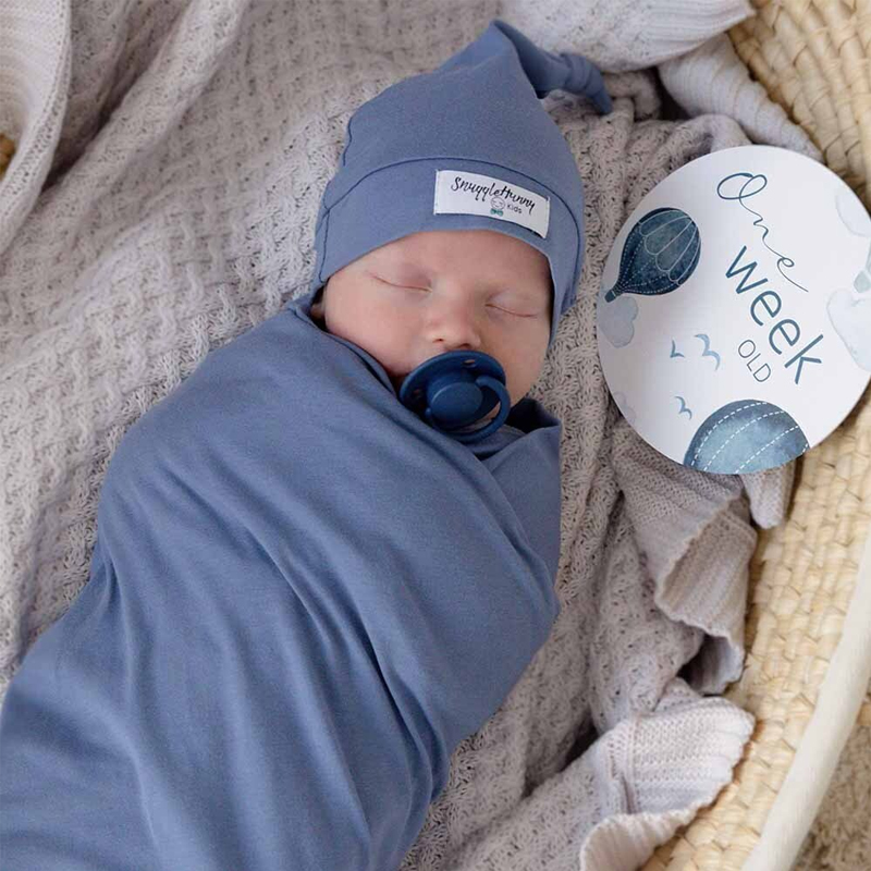 Snuggle Hunny Kids Baby Jersey Wrap & Beanie Set Indigo