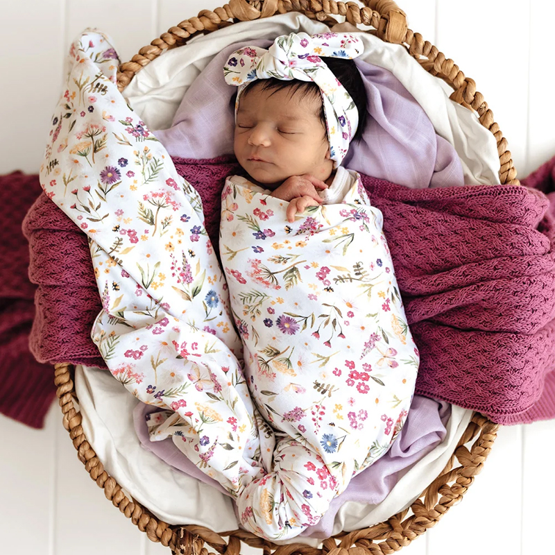 Snuggle Hunny Kids Baby Jersey Wrap & Topknot Set Gracie