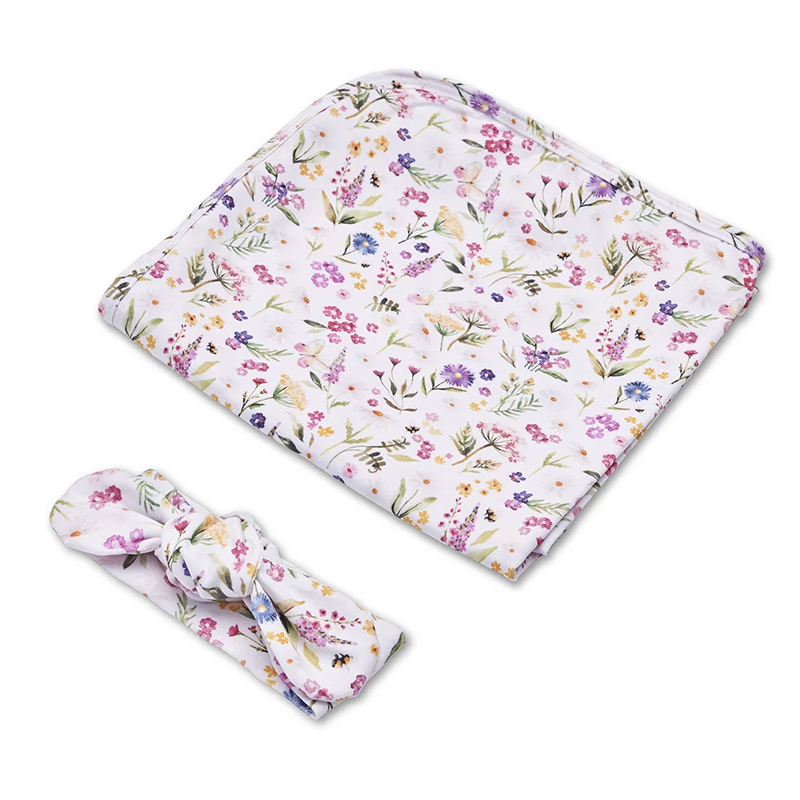 Snuggle Hunny Kids Baby Jersey Wrap & Topknot Set Gracie - Image 2