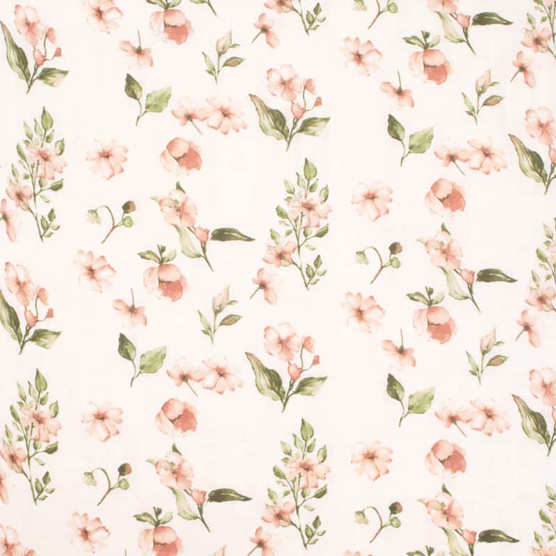 All4Ella Bamboo Cotton Cot Sheet Pink Flower - Image 2