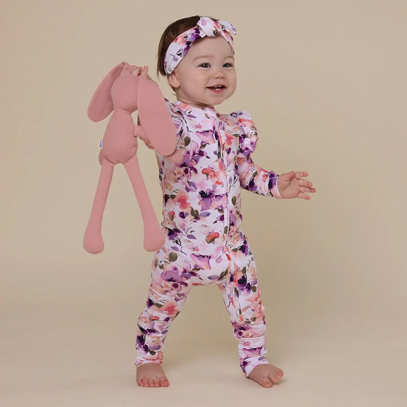 Snuggle Hunny Organic Snugglesuit Convertible Romper Blushing Beauty