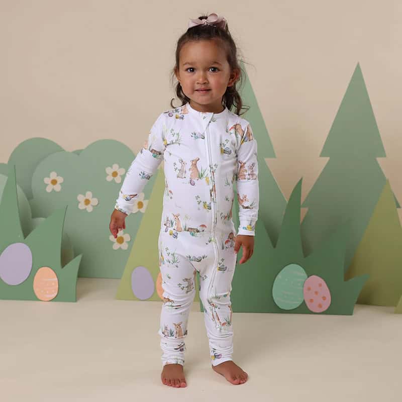 Snuggle Hunny Organic Snugglesuit Convertible Romper Easter Bunnies - Image 3