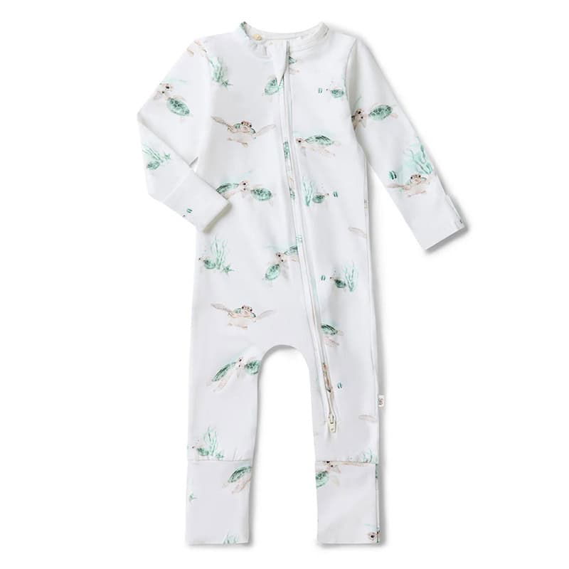 Snuggle Hunny Organic Snugglesuit Convertible Romper Turtle - Image 3