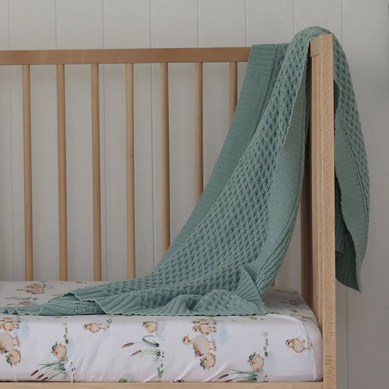 Snuggle Hunny Kids Diamond Knit Baby Blanket Sage
