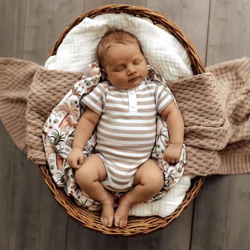 Snuggle Hunny Short Sleeve Bodysuit Pebble Stripe