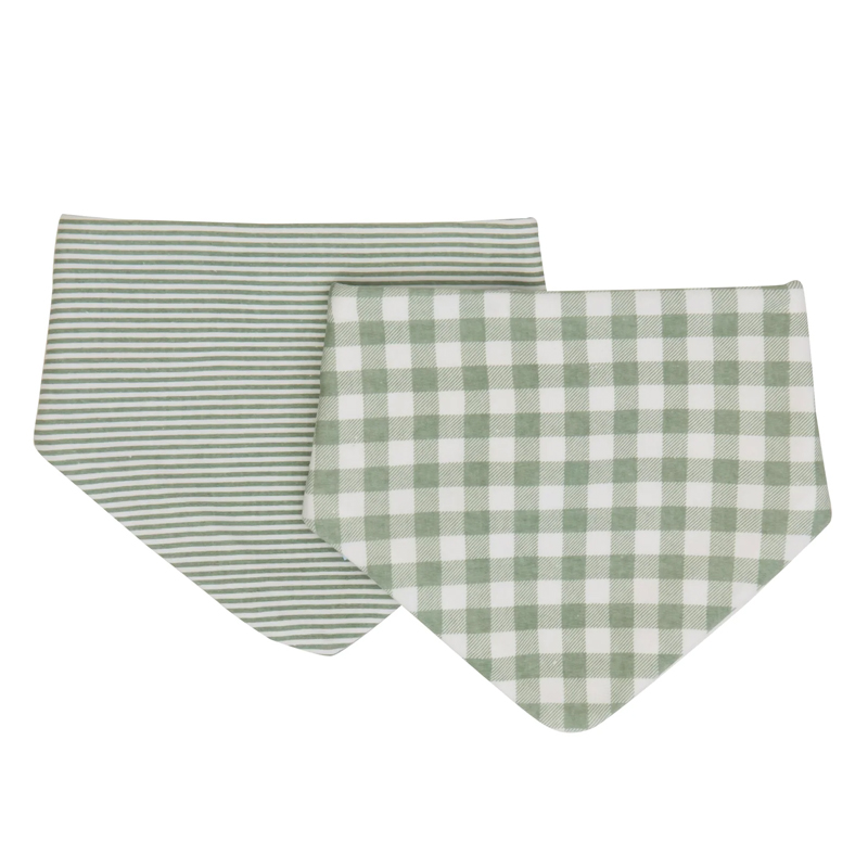 All4Ella Baby Bandana Bibs 2pk Gingham Sage