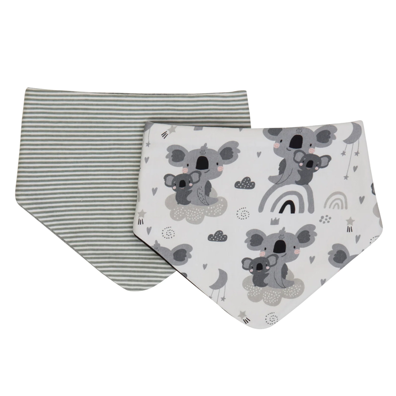 All4Ella Baby Bandana Bibs 2pk Koala Grey
