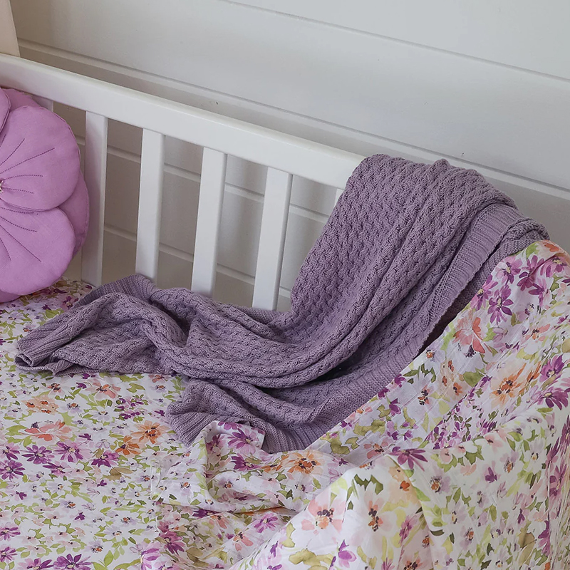 Snuggle Hunny Kids Diamond Knit Baby Blanket Lavender