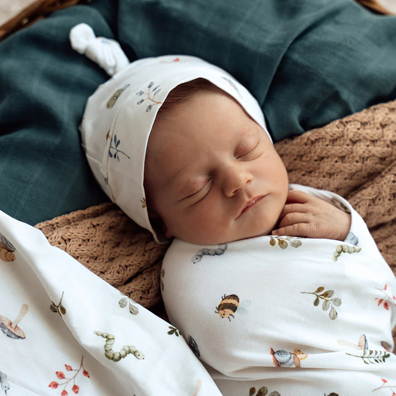 Snuggle Hunny Kids Baby Jersey Wrap & Beanie Set Garden Friends - Image 2