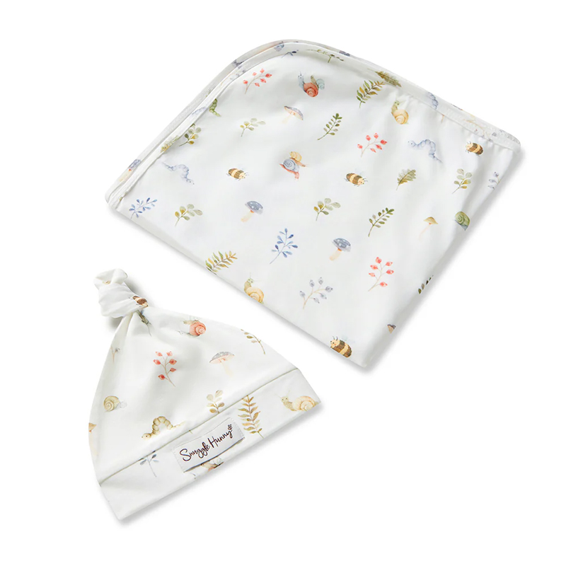 Snuggle Hunny Kids Baby Jersey Wrap & Beanie Set Garden Friends - Image 3