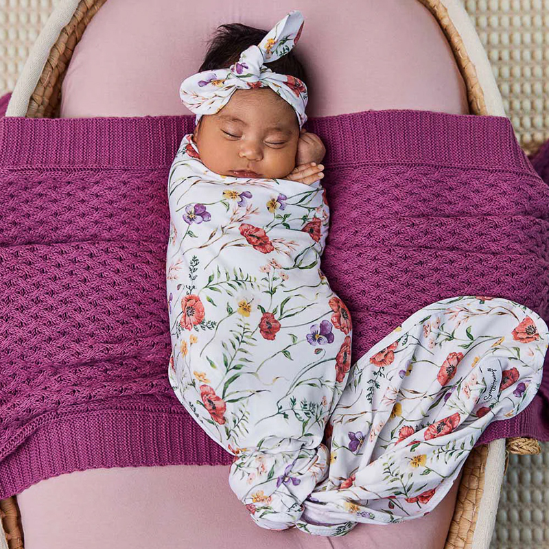 Snuggle Hunny Kids Baby Jersey Wrap & Topknot Set Meadow