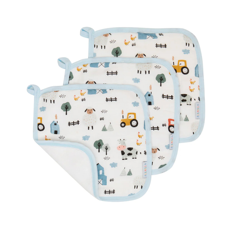 All4Ella Organic Wash Cloths 3pk Barnyard