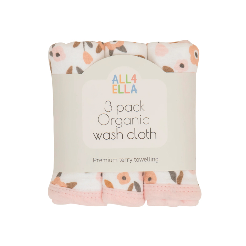 All4Ella Organic Wash Cloths 3pk Floral Bouquet - Image 2