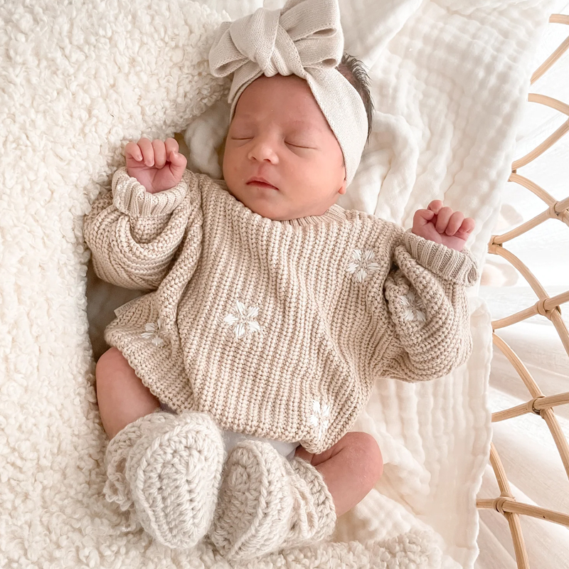 3 Little Crowns Chunky Knit Jumper Flowers