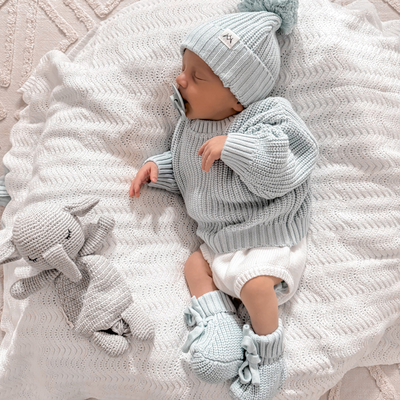 3 Little Crowns Chunky Knit Jumper Stormy Blue - Image 2