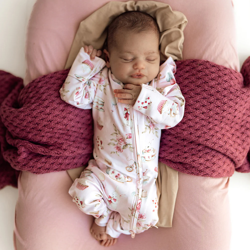 Snuggle Hunny Organic Snugglesuit Convertible Romper Alice's Tea Party - Image 2