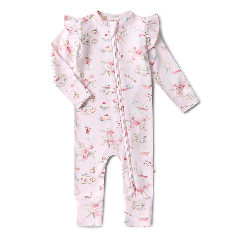 Snuggle Hunny Organic Snugglesuit Convertible Romper Alice's Tea Party - Image 3