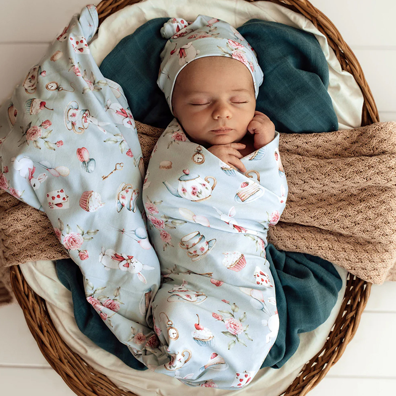 Snuggle Hunny Kids Baby Jersey Wrap & Beanie Set White Rabbit