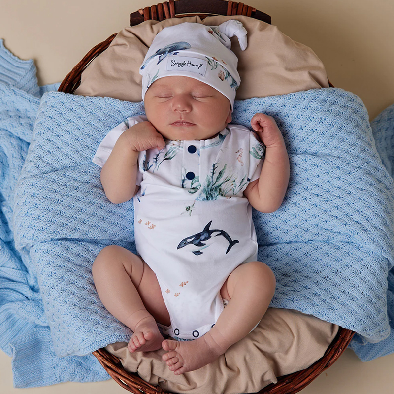 Snuggle Hunny Short Sleeve Bodysuit Ocean