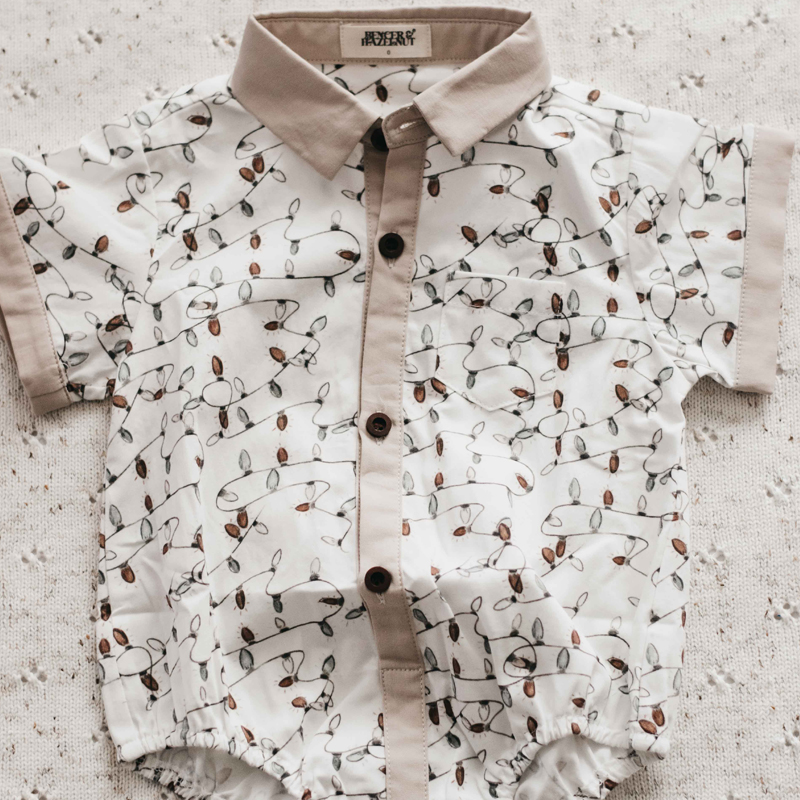Bencer & Hazelnut Collared Romper/Shirt Christmas Lights - Image 2