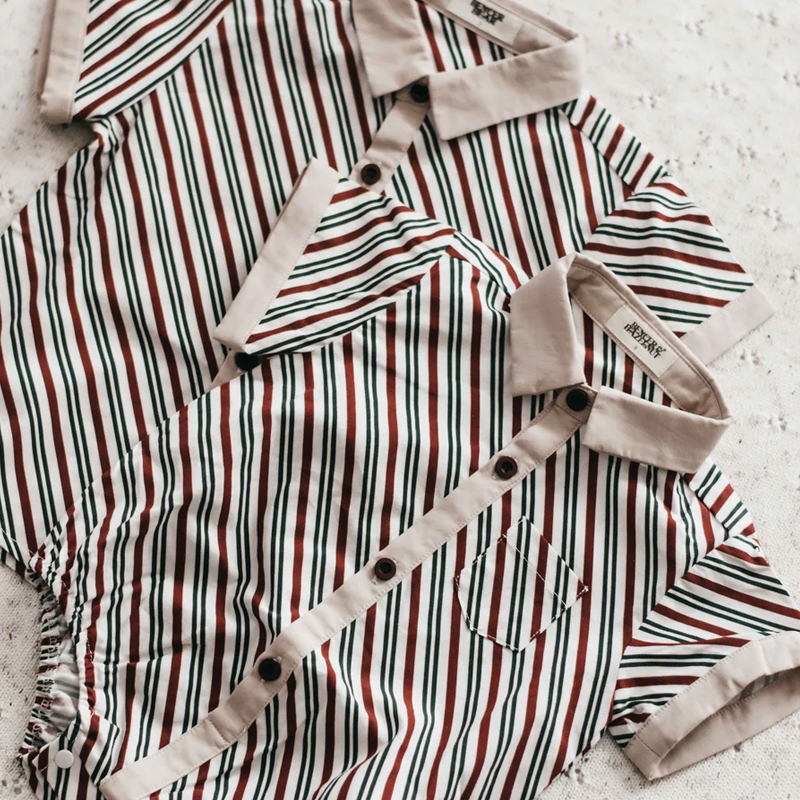 Bencer & Hazelnut Collared Romper/Shirt Peppermint