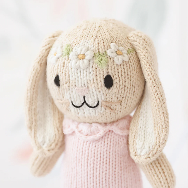 Cuddle + Kind Hand Knit Tiny Hannah the Bunny (Blush) - Image 5