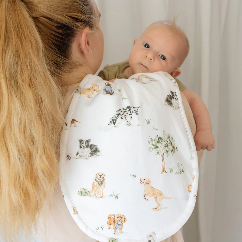 Snuggle Hunny Organic Cotton Burp Cloth Dog Park