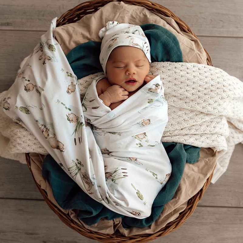 Snuggle Hunny Kids Baby Jersey Wrap & Beanie Set Duck Pond