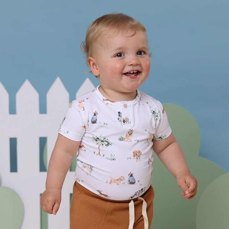 Snuggle Hunny Short Sleeve Bodysuit Dog Park