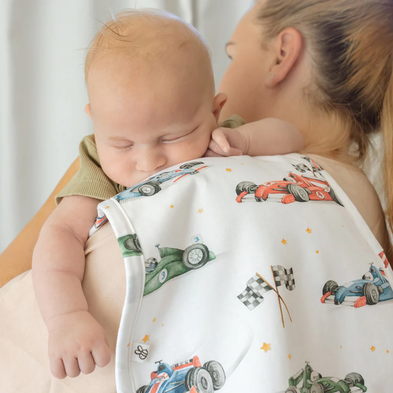 Snuggle Hunny Organic Cotton Burp Cloth Little Racers