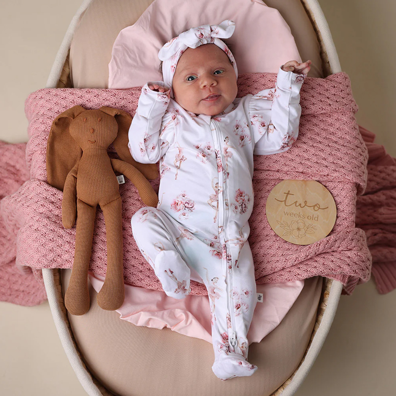 Snuggle Hunny Preemie Sleepsuit Zip Footie with Frill Ballerina