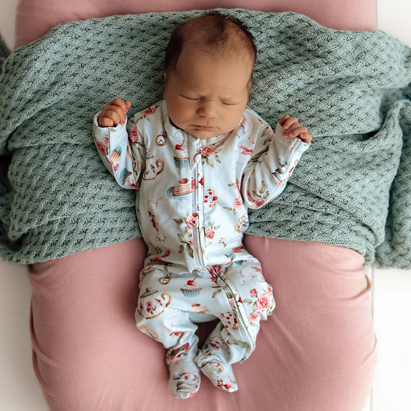 Snuggle Hunny Preemie Sleepsuit Zip Footie White Rabbit
