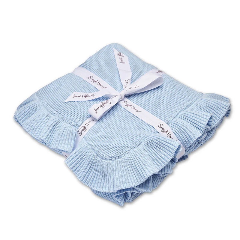 Snuggle Hunny Ruffle Knit Baby Blanket Baby Blue - Image 4