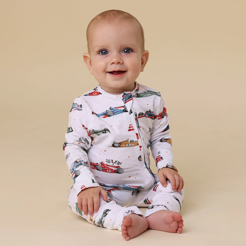 Snuggle Hunny Organic Snugglesuit Convertible Romper Little Racers