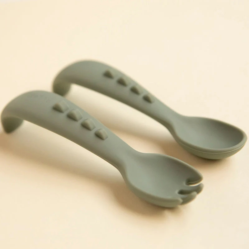 All4Ella Silicone Comfy Grip Cutlery Set Olive