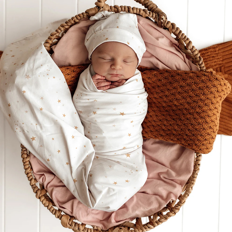 Snuggle Hunny Kids Baby Jersey Wrap & Beanie Set Stardust
