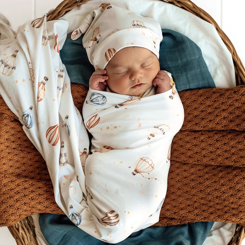 Snuggle Hunny Kids Baby Jersey Wrap & Beanie Set Up & Away