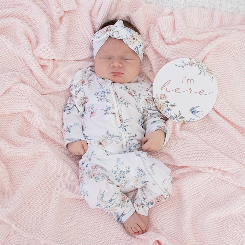 Snuggle Hunny Organic Snugglesuit Convertible Romper Sweet Swallows