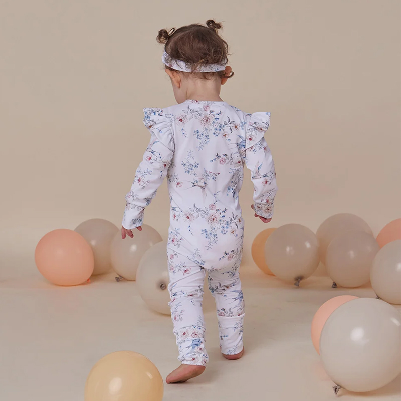 Snuggle Hunny Organic Snugglesuit Convertible Romper Sweet Swallows - Image 3